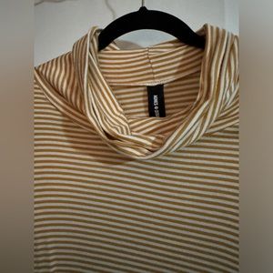 Agnes and Dora mustard striped turtleneck shirt